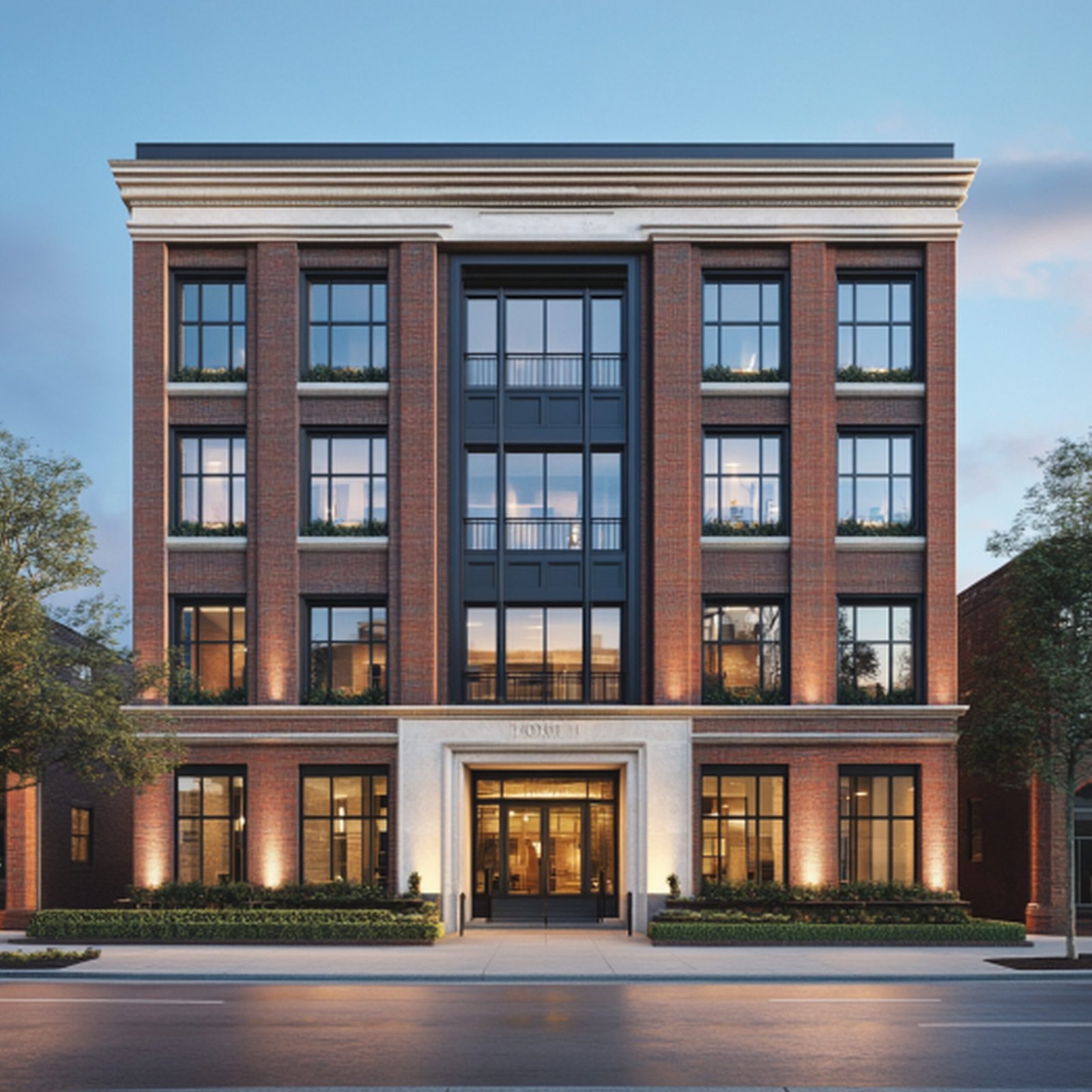 building with large window that says welcome top right