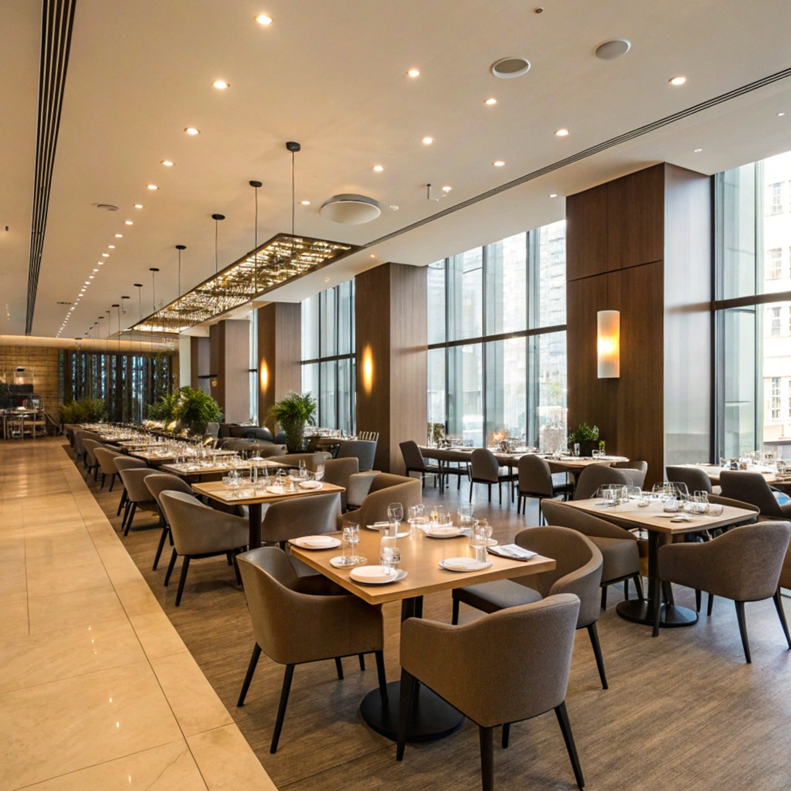 Portfolio modern restaurant hall with lots of tables – stylish dining experience